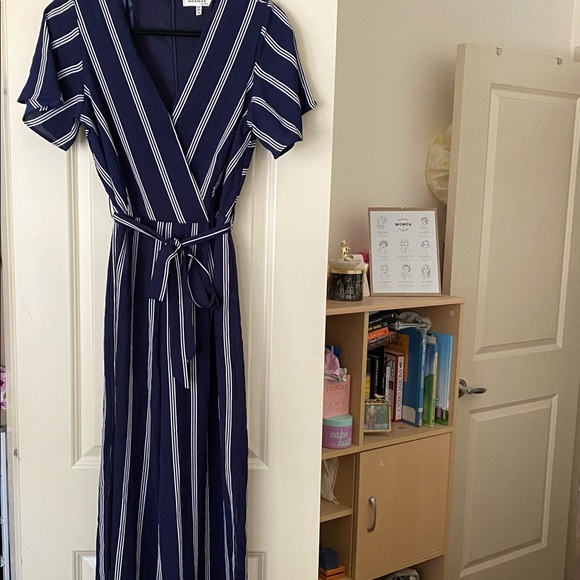 Navy & White Stripped Jumpsuit - Picture 2 of 10